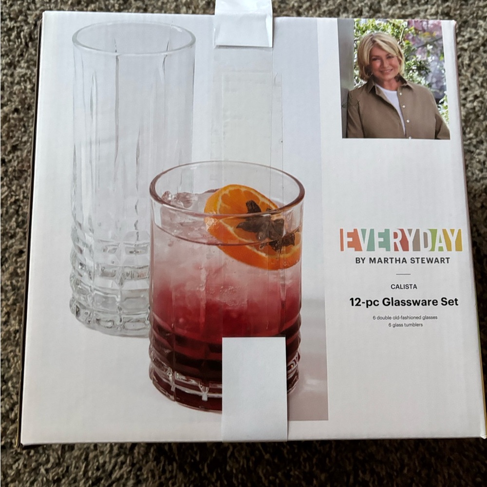 Martha Stewart Everyday Calista 12-Piece Glassware Set - Clear